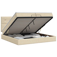 vidaXL Ottoman säng med madrass Gräddvit 200 x 200 cm Tyg