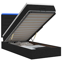 vidaXL Ottoman-säng med madrass och LED Svart 100 x 200 cm Tyg