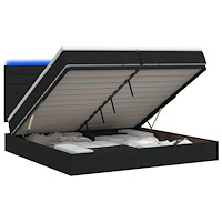 vidaXL Ottoman-säng med madrass och LED Svart 200 x 200 cm Tyg