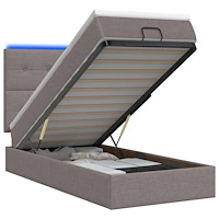 vidaXL Ottoman-säng med madrass och LED Taupe 90 x 190 cm Tyg