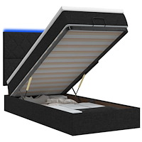 vidaXL Ottoman-säng med madrass och LED Svart 100 x 200 cm Tyg