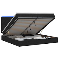 vidaXL Ottoman-säng med madrass och LED Svart 200 x 200 cm Tyg