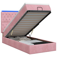 vidaXL Ottoman-säng med madrass och LED Rosa 90 x 190 cm Sammet