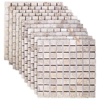 vidaXL Mosaikplattor Gräddvit 30 x 30 cm Marmor