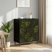 vidaXL Kommode ELBURG Palmbladstryck 66 x 36,5 x 76 cm Konstruerat trä