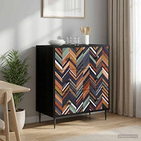 vidaXL Kommode OMMEN Geometrisk tryck 66 x 36,5 x 76 cm Svart ek