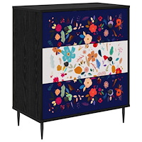 vidaXL Kommode MAINZ Blommönster 66 x 36,5 x 76 cm Konstruerat trä