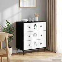 vidaXL Kommode HANAU Grön lövtryck 66 x 36,5 x 76 cm Konstruerat trä