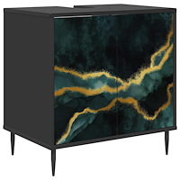 vidaXL Badrumsskåp WIJHE Svart ek 60 x 40 x 61 cm Konstruerat trä