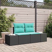 vidaXL Trädgårdsoffa med kudde 184 x 62 x 69 cm konstrotting