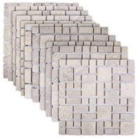 vidaXL Mosaikplattor Gräddvit 30 x 30 cm Marmor