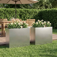 vidaXL Trädgårdsplanterare 2 st Silver 50 x 20 x 40 cm Rostfritt stål