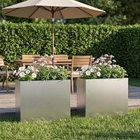 vidaXL Trädgårdsplanterare 2 st Silver 50 x 20 x 40 cm