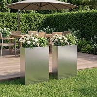 vidaXL Trädgårdsplanterare 2 st Silver 50 x 20 x 75 cm Rostfritt stål