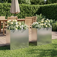 vidaXL Trädgårdsplanterare 2 st Silver 50 x 30 x 50 cm Rostfritt stål