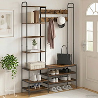 vidaXL Klädhängare med skofåtölj Rökt ek 120,5 x 34 x 190 cm