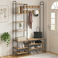 vidaXL Klädhängare med skofåtölj Artisan-ek 120,5 x 34 x 190 cm