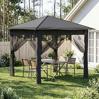 vidaXL Paviljong med 4 sidoväggar 2,6 x 2,6 m Ljusgrå och antracit