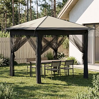 vidaXL Paviljong med 4 sidoväggar 2,6 x 2,6 m Kräm och antracit
