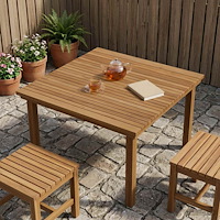 vidaXL Bordsskiva 90 x 90 x 3,5 cm Fyrkantig Massivt teakträ Naturlig