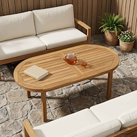 vidaXL Bordsskiva Oval Massivt teakträ Naturlig