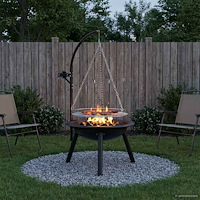 vidaXL Eldstad med justerbart grillgaller ⌀55,5 x 107,5 cm Stål Svart
