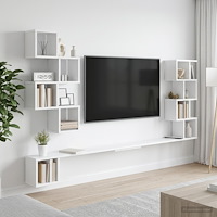 vidaXL Väggmonterad TV-hylla Vit 200 x 15 x 94 cm Konstruerat trä