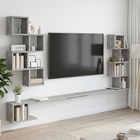 vidaXL Väggmonterad TV-hylla Betonggrå 200 x 15 x 94 cm