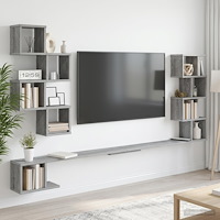 vidaXL Väggmonterad TV-hylla Grå Sonoma 200 x 15 x 94 cm
