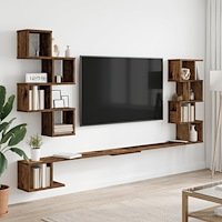 vidaXL Väggmonterad TV-hylla Gammalt trä 200 x 15 x 94 cm