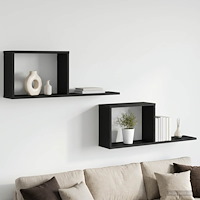 vidaXL Flytande hyllor 2 st Svart ek 80 x 15 x 30 cm Konstruerat trä
