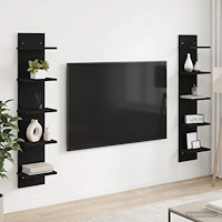 vidaXL Vägg hylla 2 st Svart ek 22 x 15 x 100 cm Konstruerat trä