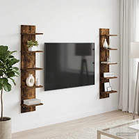 vidaXL Vägg hylla 2 st Rökt ek 22 x 15 x 100 cm Konstruerat trä