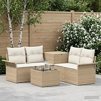 vidaXL Soffset 6 st 4-Antal sittplatser Beige och krämvit
