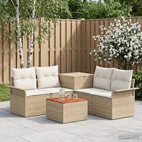 vidaXL Soffset 6 st 4-Antal sittplatser Beige och krämvit