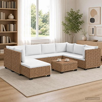 vidaXL 9 st Rattan Lounge Set med Kuddar GENDT Naturlig Rottning