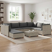 vidaXL 9 st Rattan Lounge Set med Kuddar GENDT Naturlig Rottning