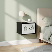 vidaXL Väggmonterad sänggavel HANAU Svart ek 36 x 33 x 25 cm