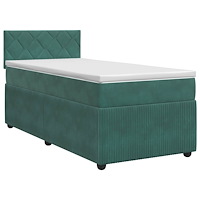 vidaXL Kontinentalsäng med madrass Mörkgrön 80 x 200 cm Sammet