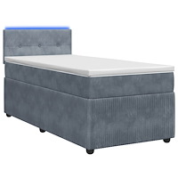 vidaXL Kontinentalsäng med madrass Mörkgrå 90 x 190 cm Sammet