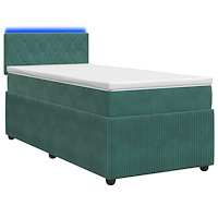vidaXL Kontinentalsäng med madrass Mörkgrön 100 x 200 cm Sammet