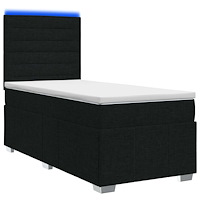 vidaXL LED sängram med madrass med huvudgavel Svart 100 x 200 cm Tyg