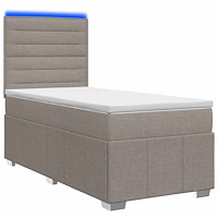 vidaXL LED sängram med madrass med huvudgavel Taupe 100 x 200 cm Tyg