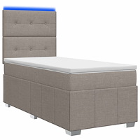 vidaXL LED sängram med madrass med huvudgavel Taupe 100 x 200 cm Tyg