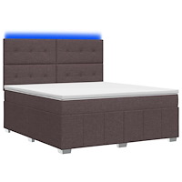 vidaXL LED sängram med madrass Mörkbrun 160 x 200 cm Tyg