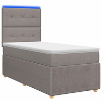 vidaXL LED sängram med madrass med huvudgavel Taupe 100 x 200 cm Tyg
