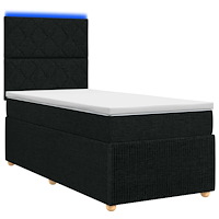 vidaXL LED sängram med madrass med huvudgavel Svart 100 x 200 cm Tyg