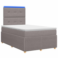 vidaXL LED sängram med madrass med huvudgavel Taupe 120 x 200 cm Tyg
