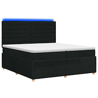 vidaXL LED sängram med madrass med huvudgavel Svart 200 x 200 cm Tyg