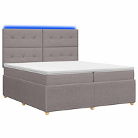 vidaXL LED sängram med madrass med huvudgavel Taupe 200 x 200 cm Tyg